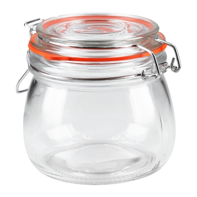 Frasco de Vidrio Liso con Tapa Hermética de Vidrio 0.5LT.