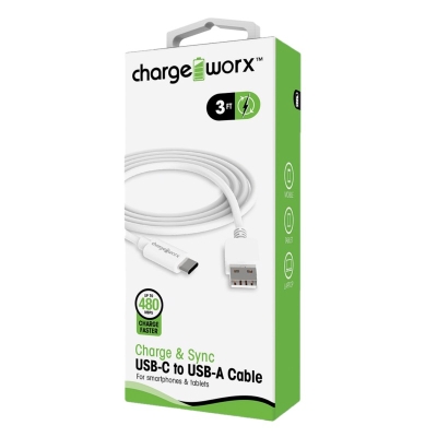 Cargador Chargeworx USB+Cable 3FT Blanco