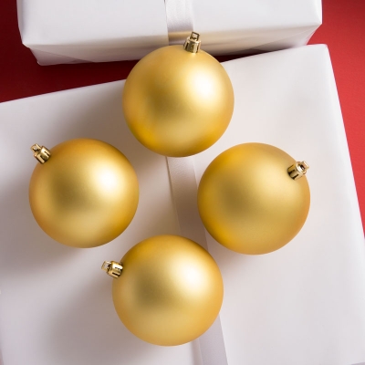 Bolas De Navidad Dorado Mate Juego de 4