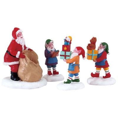 Figura Santa y Duende Juego de 4