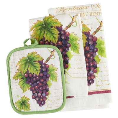 Haus Toalla De Cocina Con Agarrador Uvas Juego De 3
