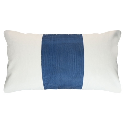 Haus Funda De Cojín Kimaya Blanco y Azul Marino 13" x 23"