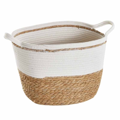 Canasta En Mimbre Rectangular Blanca XL