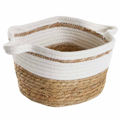 Canasta En Mimbre Rectangular Blanca S