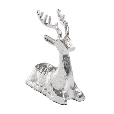 Venado Sentado En Plata 6x3x6"
