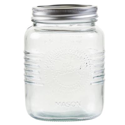 Frasco de Vidrio Acabado Mason con Tapa de Metal