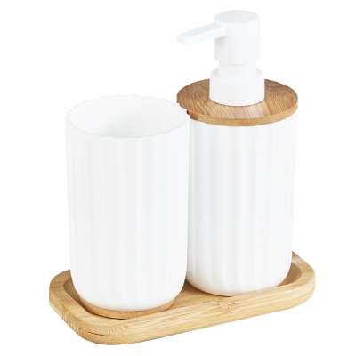 Dispensador de Jabón y Porta Cepillos Blanco 3 Pzs