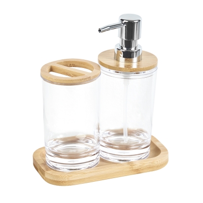Dispensador de Jabón con Porta Cepillos Transparente 3 Pzs