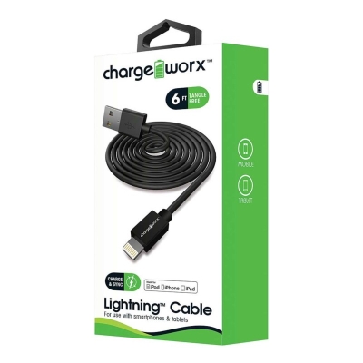 Cable Chargeworx Lightning 6 Pies Negro
