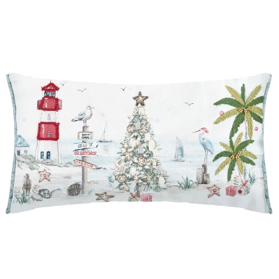 Cojín Christmas Beach 12x24 Pulgadas