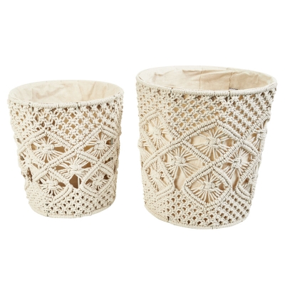 Basurero Macrame Natural 2 Piezas