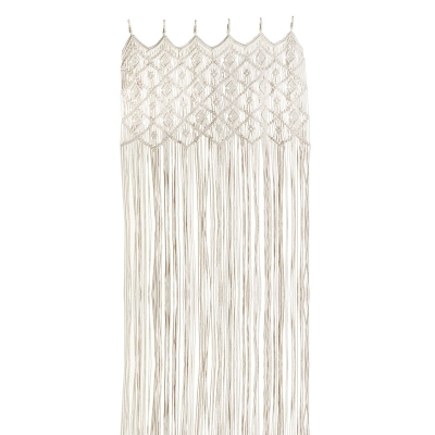 Cortina de Macrame Algodón y Poliester Natural 39 x 79 Pulgadas