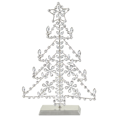 Arbol Decorativo con Pedreria Plateado