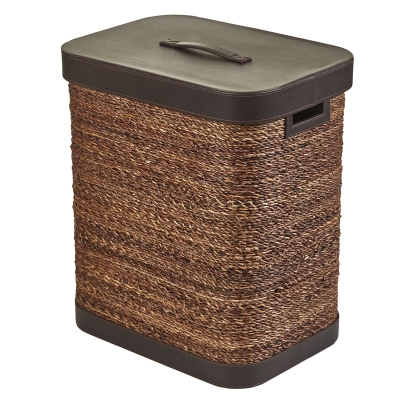 Hamper de Piel Marrón Jasp. Grande 21" (H)