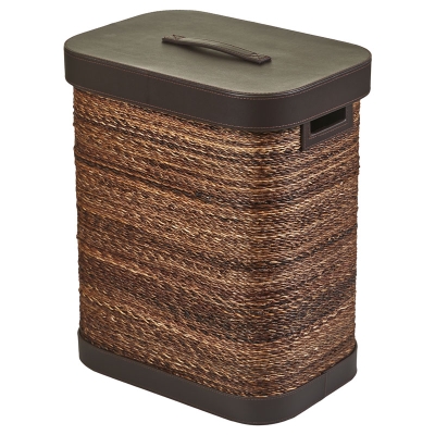 Hamper de Piel Marrón Jasp. Pequeño 19" (H)