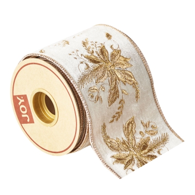 Cinta Terciopelo Flor Dorada 4"