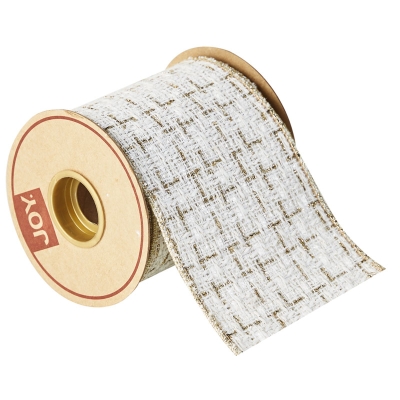 Cinta Jacquard Crema & Dorado 4"