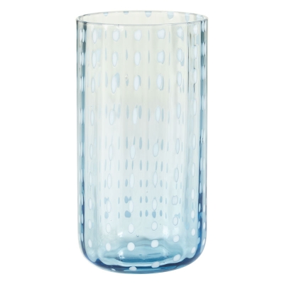 Vaso Tiare Azul con Borde Blanco 14"