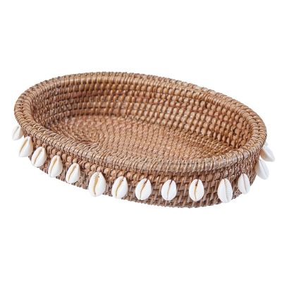 Seashell Canasta Decorativa de Ratán 7"