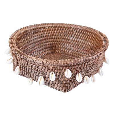 Seashell Canasta Decorativa de Ratán 10"
