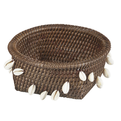 Seashell Canasta Decorativa de Ratán 8"
