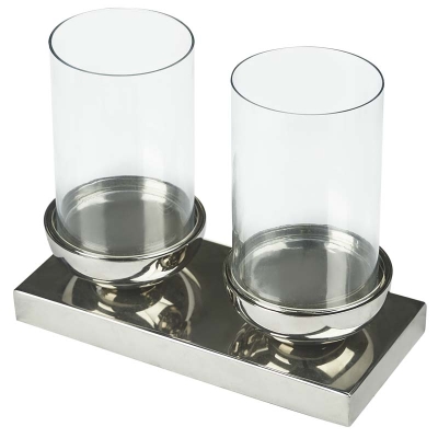 Portavotiva 2 Luces Metal Plateado 11x5x8 Pulgadas