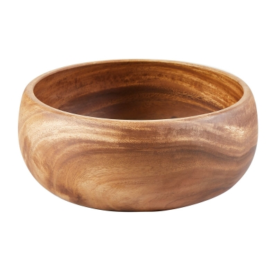 Fuente Redonda para Servir de Madera Natural 12"