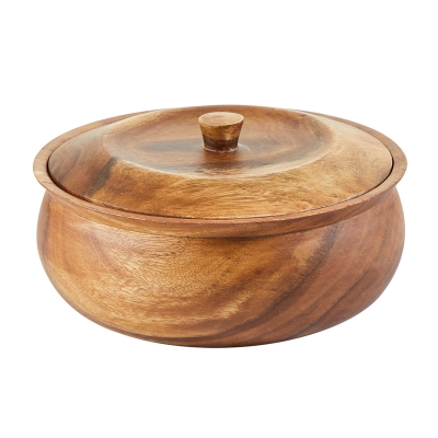 Tortillero con Tapa de Madera Natural 4"
