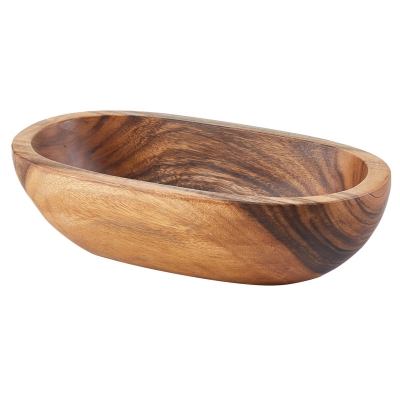 Fuente para Servir Ovalada de Madera Natural 4"