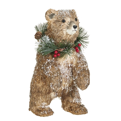 Figura Oso Parado Con Corona Marrrón 11”