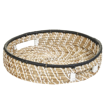 Seagrass Canasta Natural con Azul 3"