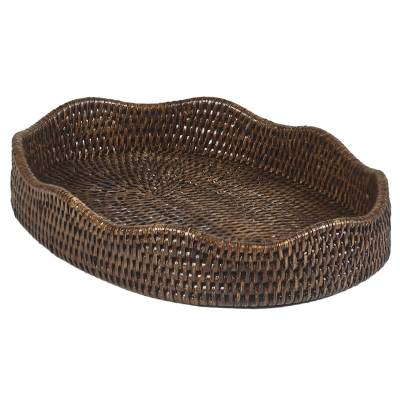 Fuente de Servir Ovalada Madera Marr&oacute;n 13x9"