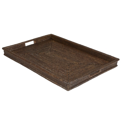 Pryce Bandeja Rectangular Marrón Grande 20" (H)