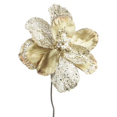 Flor Centro Pedrería Dorada 16 "