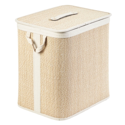 Hamper con Tapa Rectangular de Bambú Natural Grande