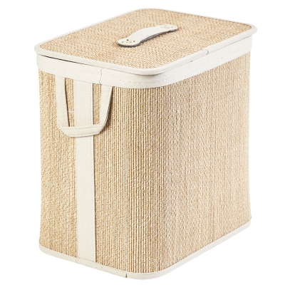Hamper con Tapa Rectangular de Bambú Natural Mediano