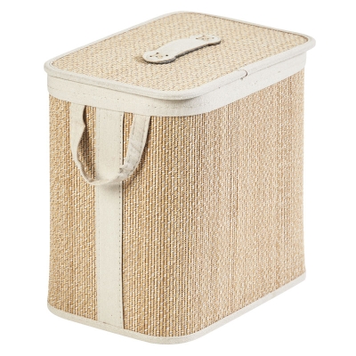 Hamper con Tapa Rectangular de Bambú Natural Pequeño