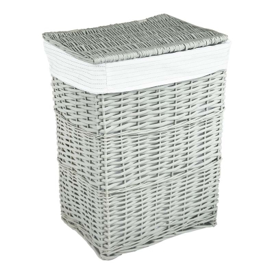 Hamper Mimbre Cuadrado Gris Peque
