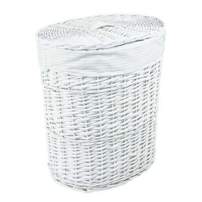Hamper Mimbre Ovalado Blanco Grande