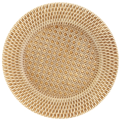 Plato Base Tejido Plástico Dorado 13"