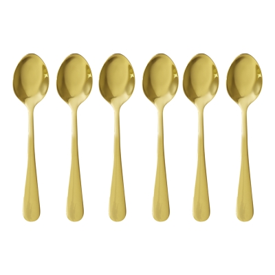 Cucharas para Postre Lucca 6 Piezas Acero Inoxidable Doradas
