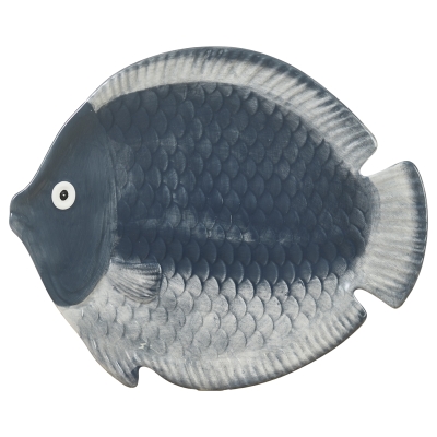 Plato de Pez Gordo de Cerámica Azul 9"