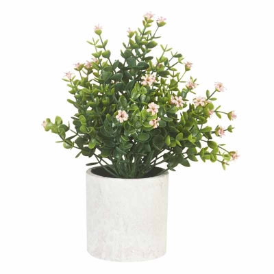 Planta Macetero Flor Rosada 9"