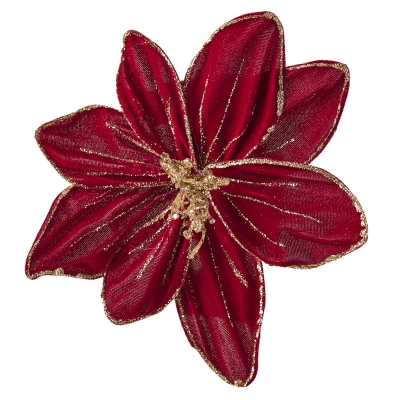 Flor Roja Con Borde Dorado 7"