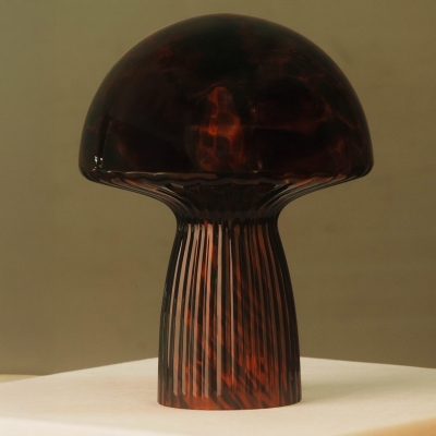 Lámpara de Mesa de Vidrio y Metal Adita Ambar  12 Pulgadas