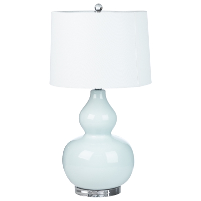 Lámpara de Mesa Amna Cerámica y Vidrio Blanca  28 Pulgadas