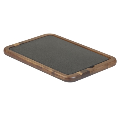 Tabla de Servir Cerámica Negra y Madera 13x9"