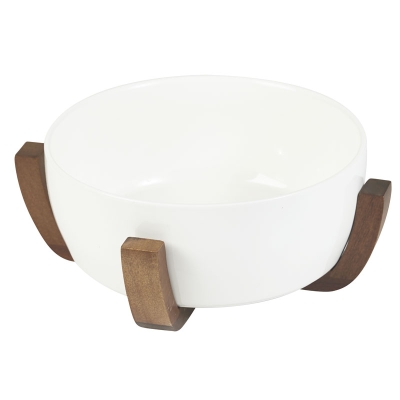 Ensaladera con Base Taranto de Cerámica y Madera