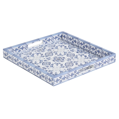 Tile Bandeja Azul/Blanco 14"