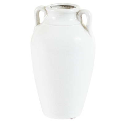 Coaster Jarrón con Asa Alargado Blanco 7"